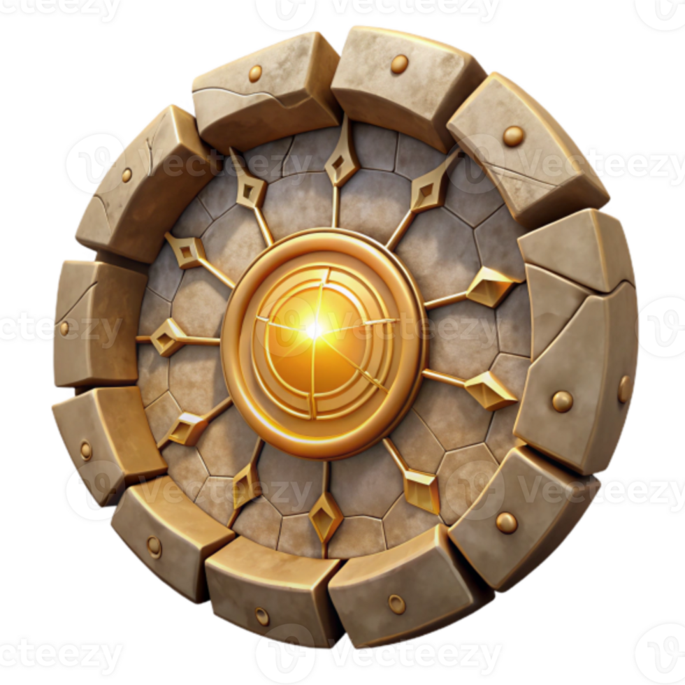 Golden Stone Circle 3D Illustration Ancient Symbol of Power and Mystery png