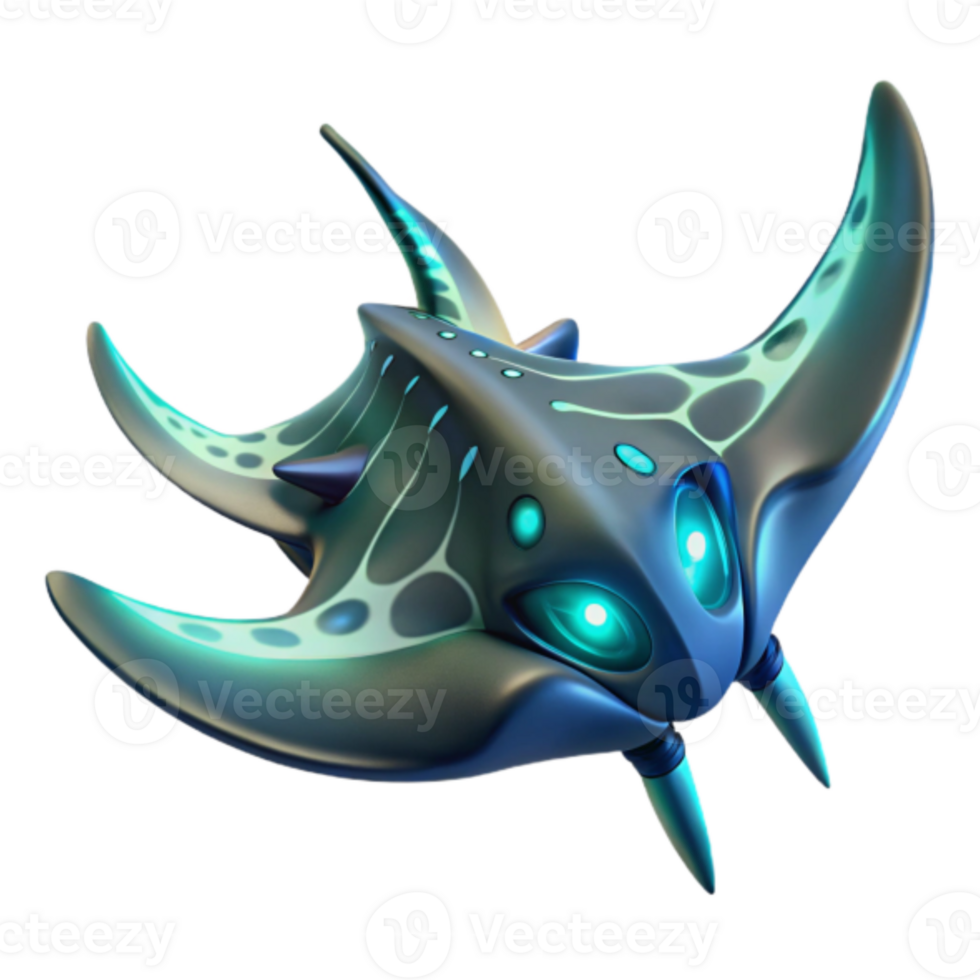 3D Illustration of a Futuristic Stingray Aquatic Creature png