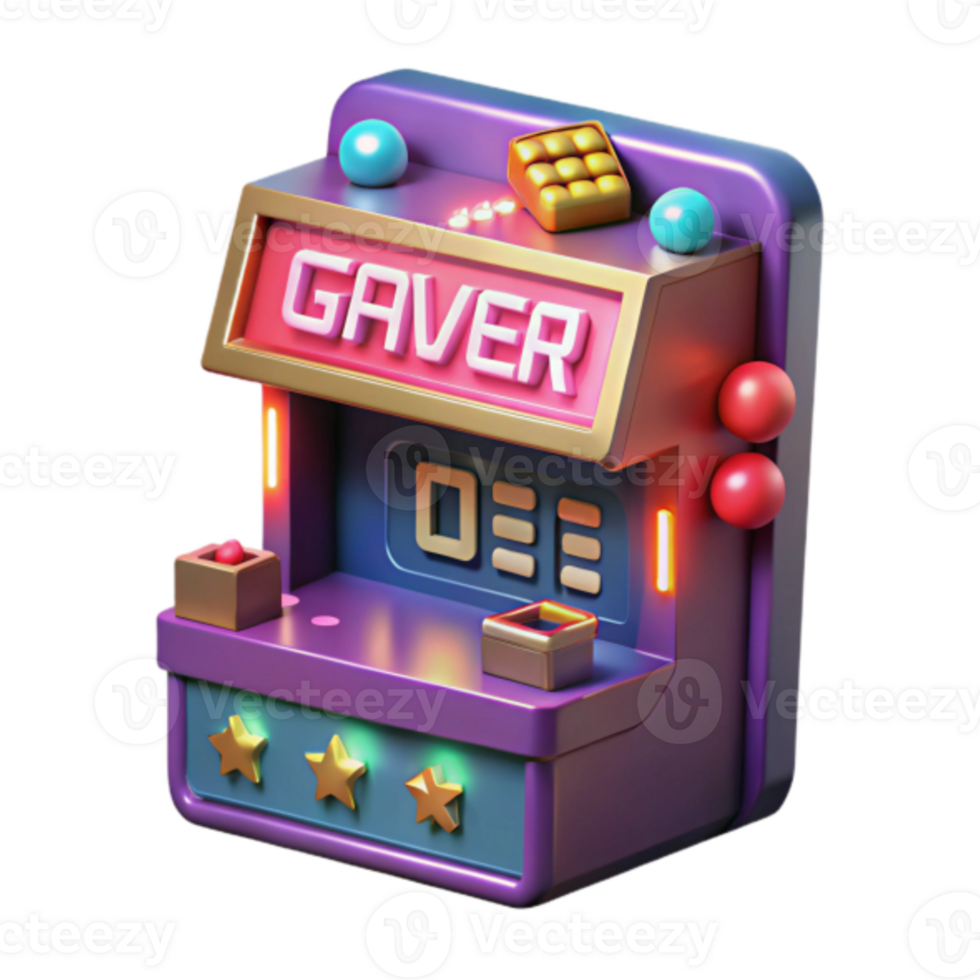 3D Render of a Retro Arcade Game Machine Illustration png