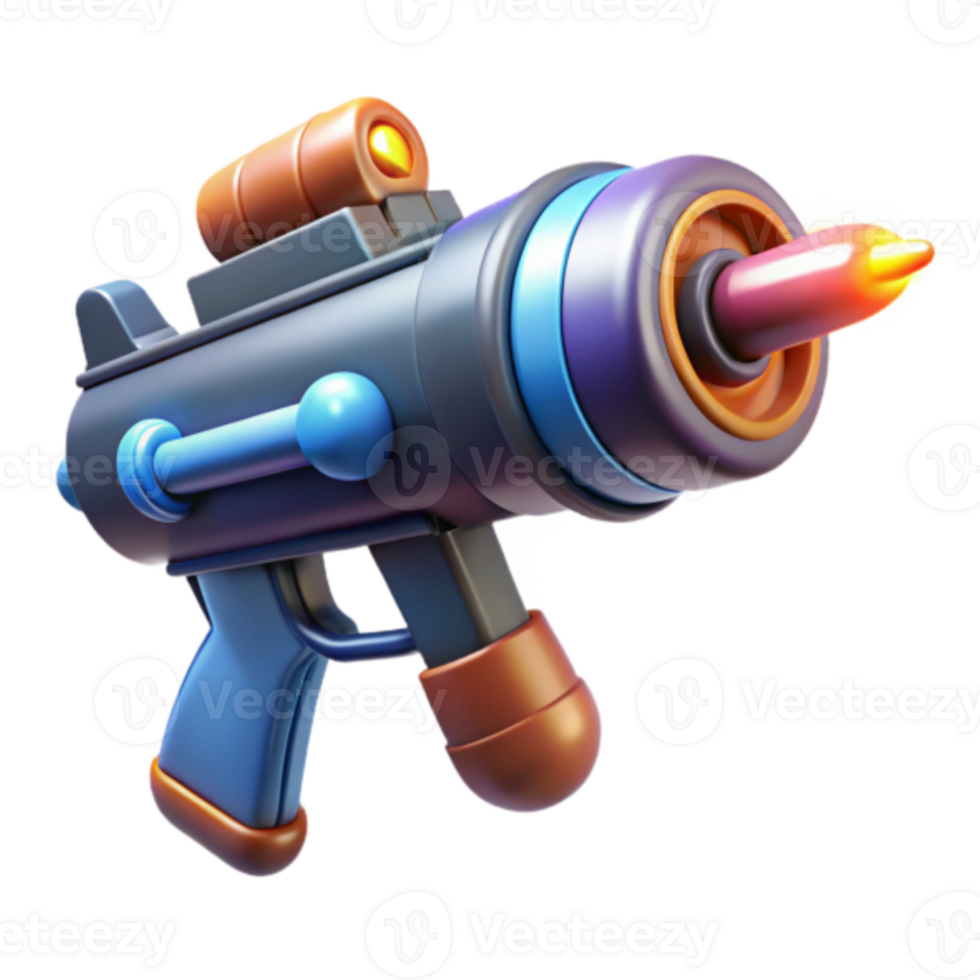 Cartoon 3D Render of Futuristic Ray Gun png