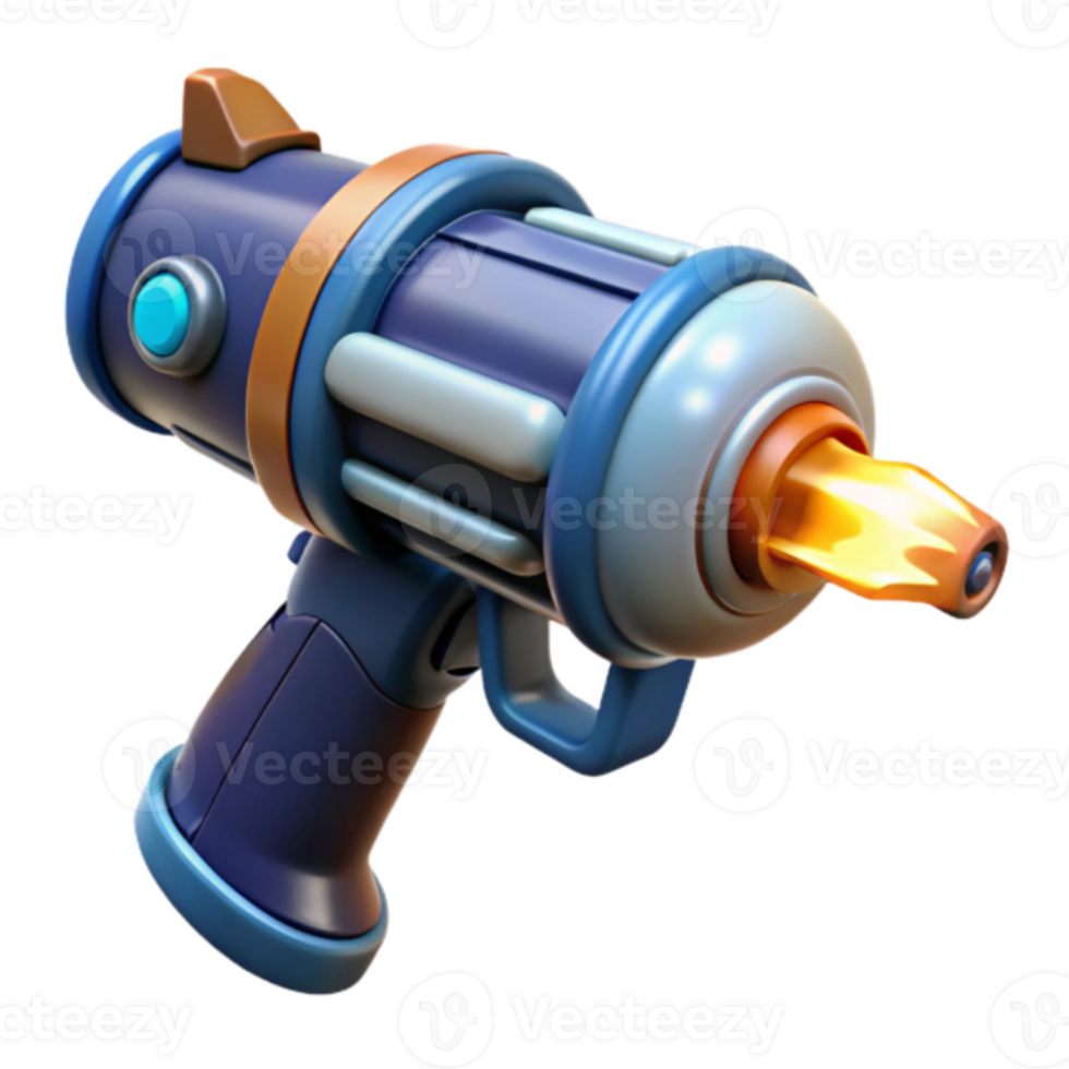 3D Render Cartoon Ray Gun Illustration Futuristic Weapon Design png