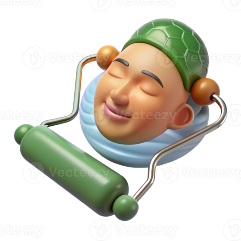Serene 3D Render of a Relaxed Face with a Roller png