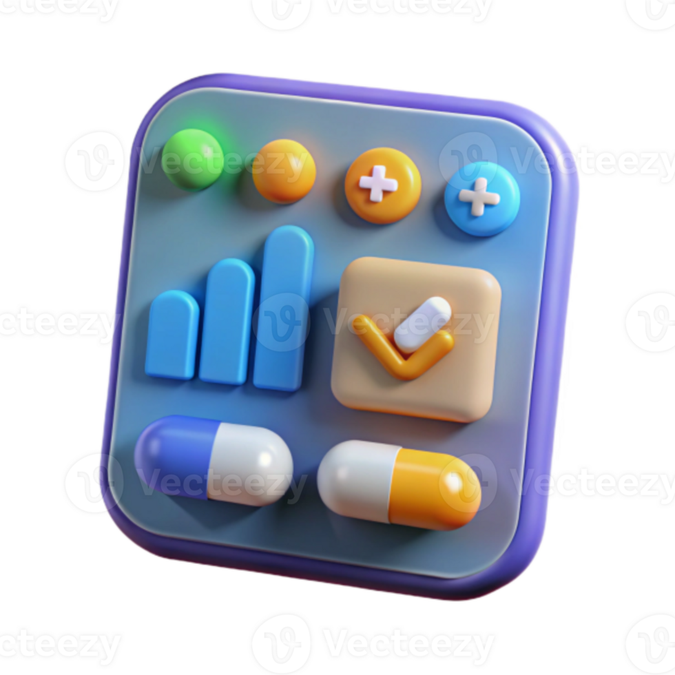 3D Render of a Medical App Interface Illustration png