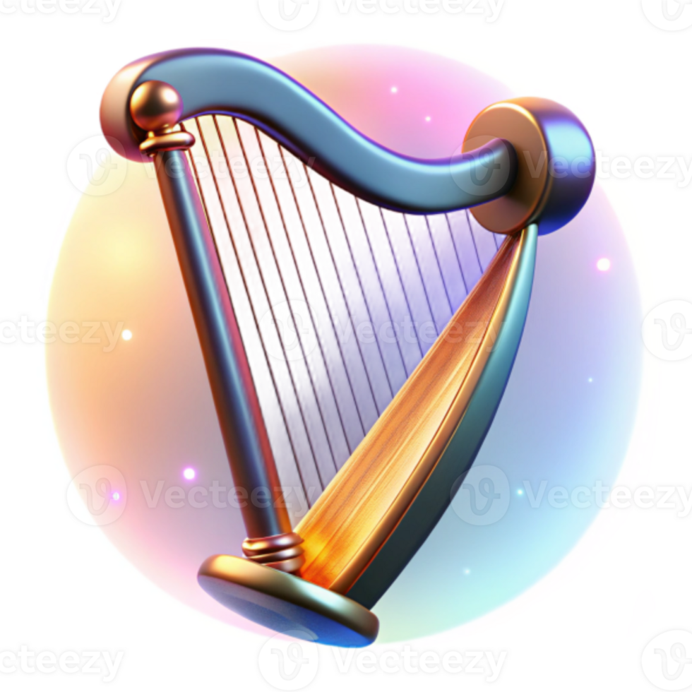 Enchanted Harp A 3D Rendered Illustration png