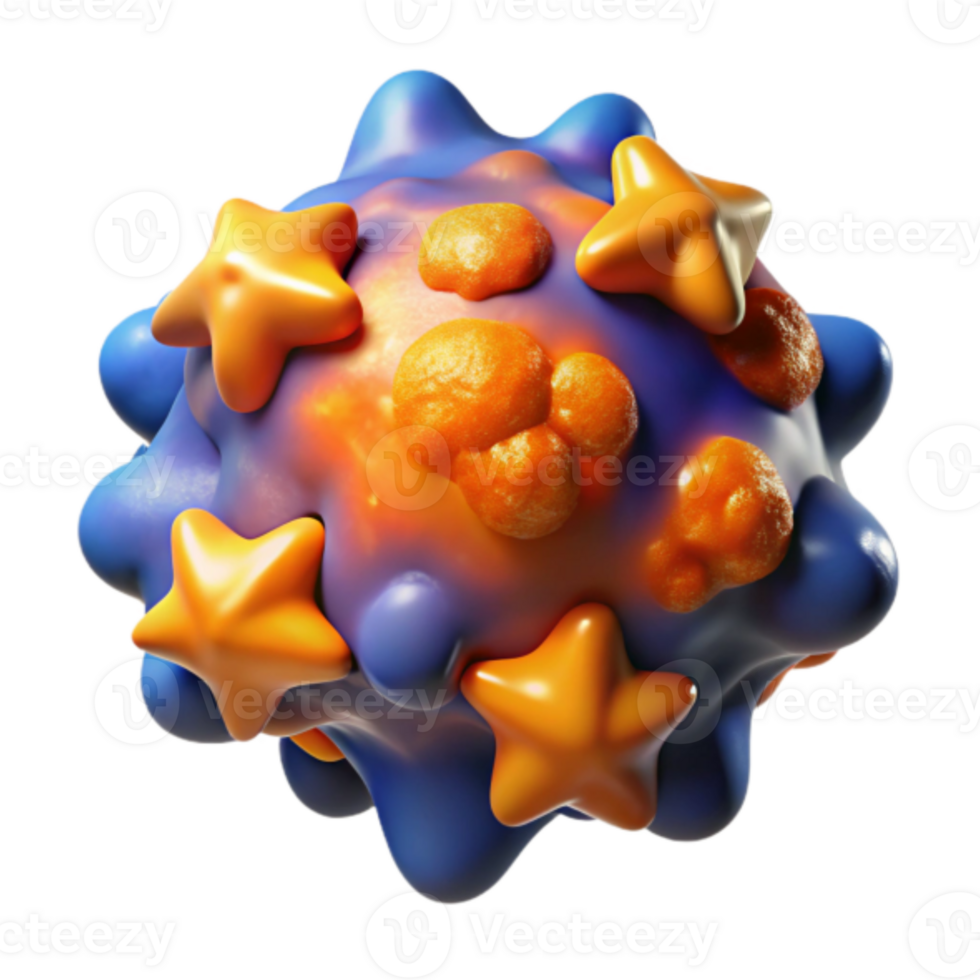 Abstract 3D Render of a Colorful Cell Structure with Stars png