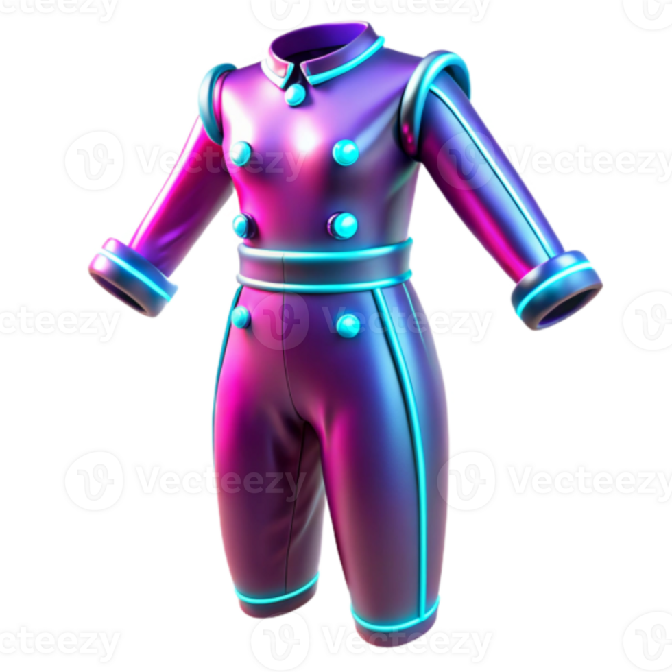 Neon Glow 3D Render of Futuristic Jumpsuit png