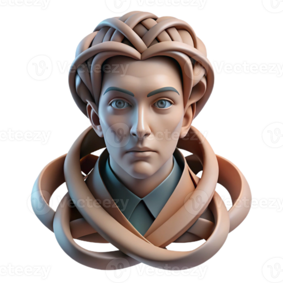 3D Render of a Person with Intricate Braids and a Knotted Collar png