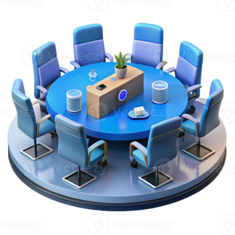 3D Illustration Modern Conference Room Meeting Table with Smart Devices png