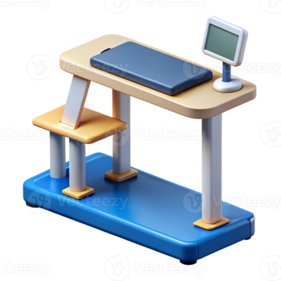 3D Render of a Childs Desk and Chair Set with Built-in Monitor png