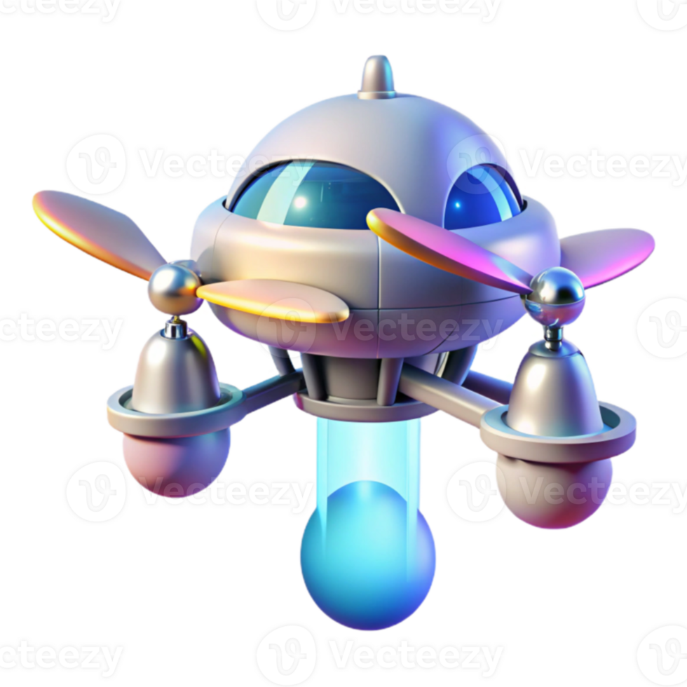 Futuristic Drone 3D Render A Whimsical Flying Machine Illustration png