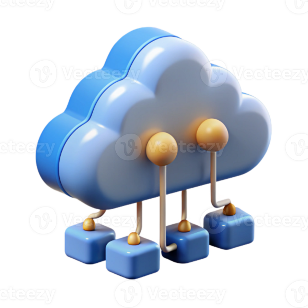 3D Cloud Computing Illustration Network Servers Data Storage png