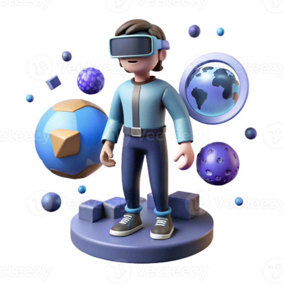 3D Illustration Metaverse Avatar Exploring Virtual Worlds png