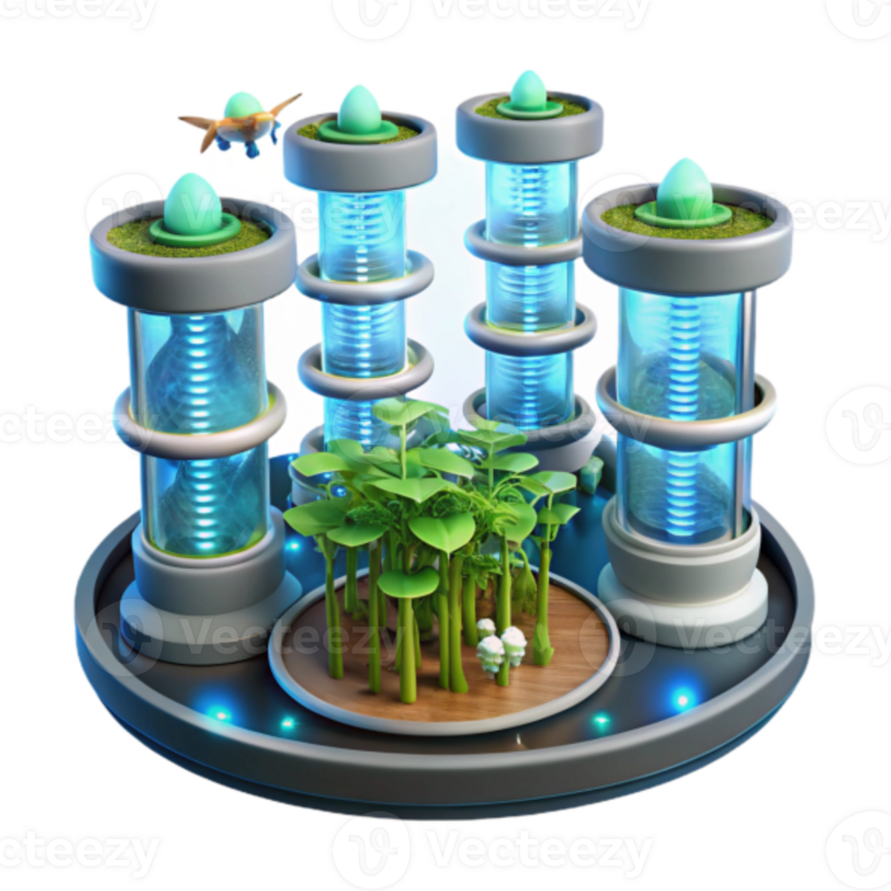 Futuristic 3D Render of a Vertical Farm Advanced Agriculture Technology and Sustainable Growth png