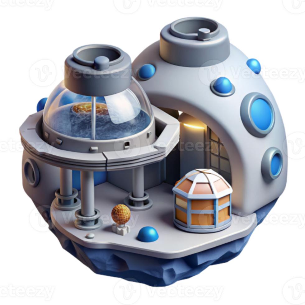 Futuristic Moon Base 3D Illustration A Sci-Fi Lunar Habitat Design png