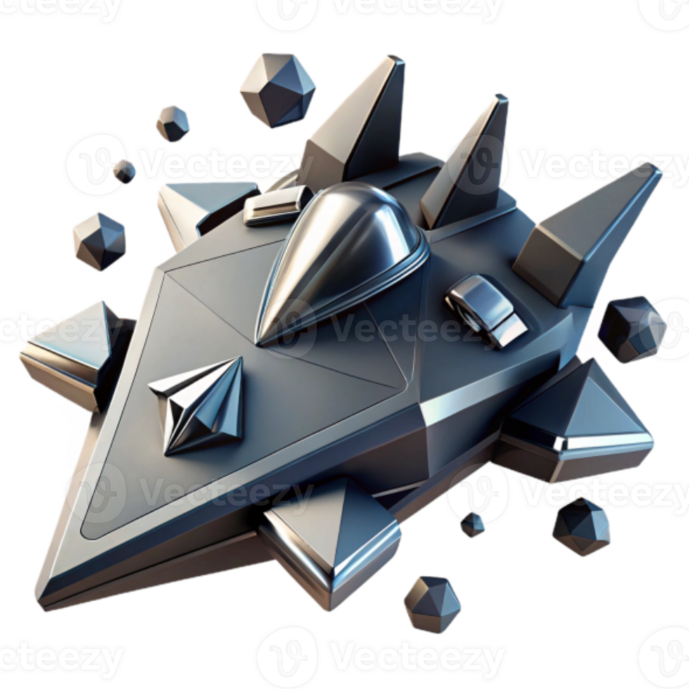 Futuristic Spaceship 3D Render, Abstract Geometric Design, Sci-Fi Vehicle Illustration png