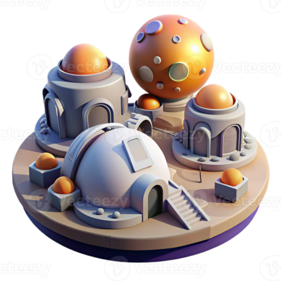 Futuristic Dome Village 3D Render Illustration png