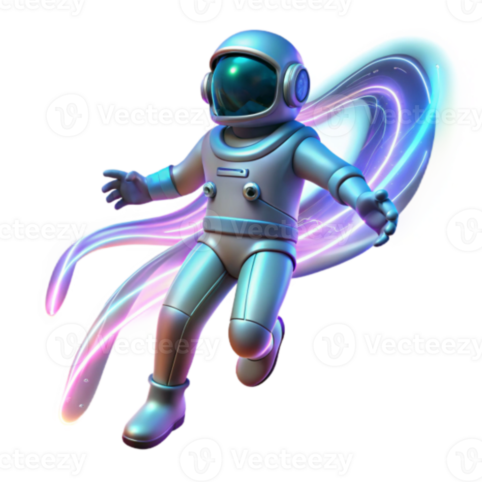 Astronaut in Space 3D Illustration Cosmic Flight Through Nebula png