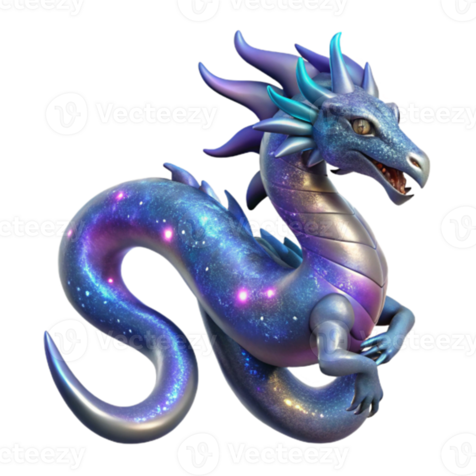 Cosmic Dragon 3D Render A Galaxy-Themed Fantasy Creature Illustration png