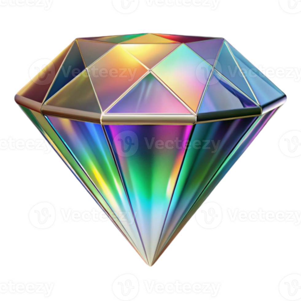 Iridescent Gem 3D Render A Sparkling Jewel Illustration png