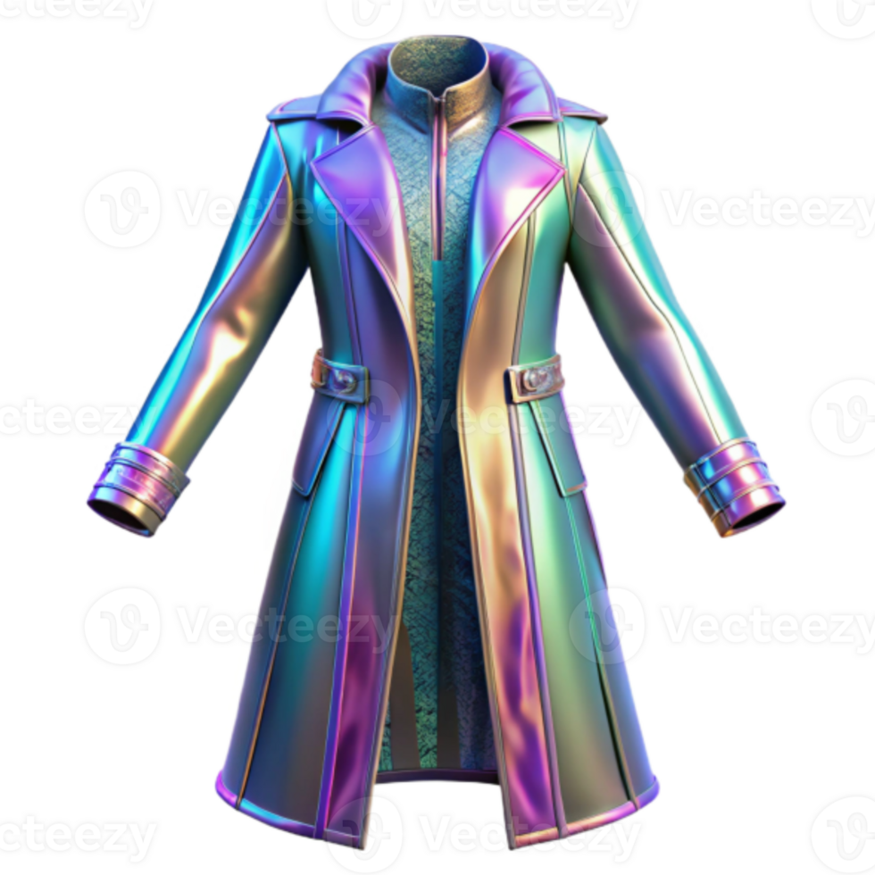 Iridescent 3D Render of a Stylish Womens Winter Coat png