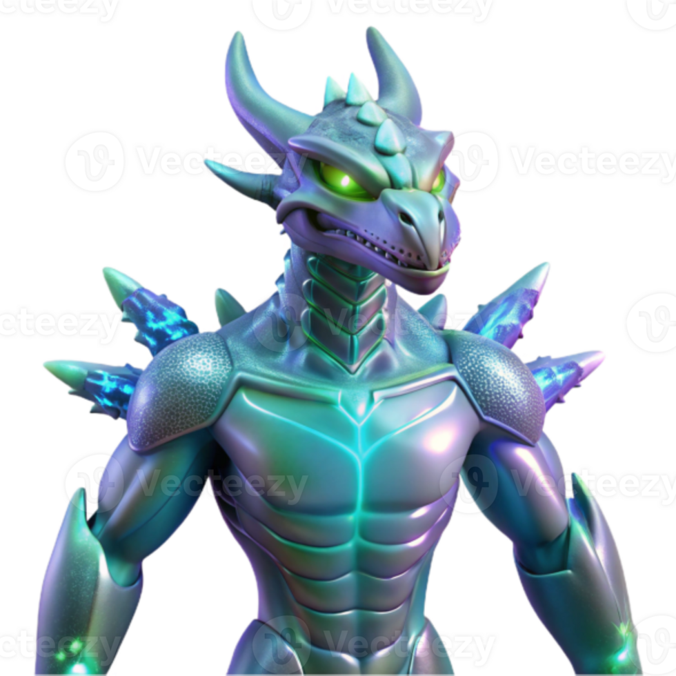Iridescent Dragon 3D Render A Fantasy Creature Illustration png