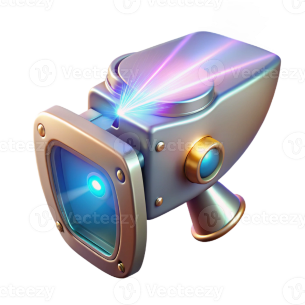 Futuristic 3D Render of a Sci-Fi Gadget with Beams png