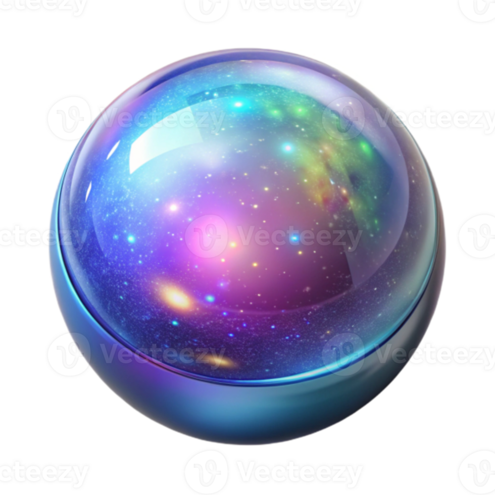 3D Render of a Cosmic Sphere Nebulae and Stars within a Glass Orb png