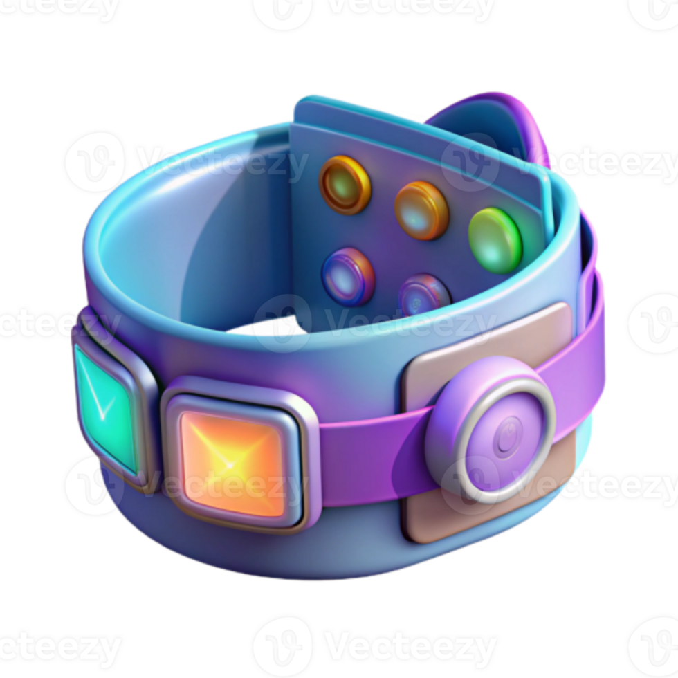 Futuristic Smart Bracelet 3D Render Illustration Colorful Interface Design with Interactive Buttons png