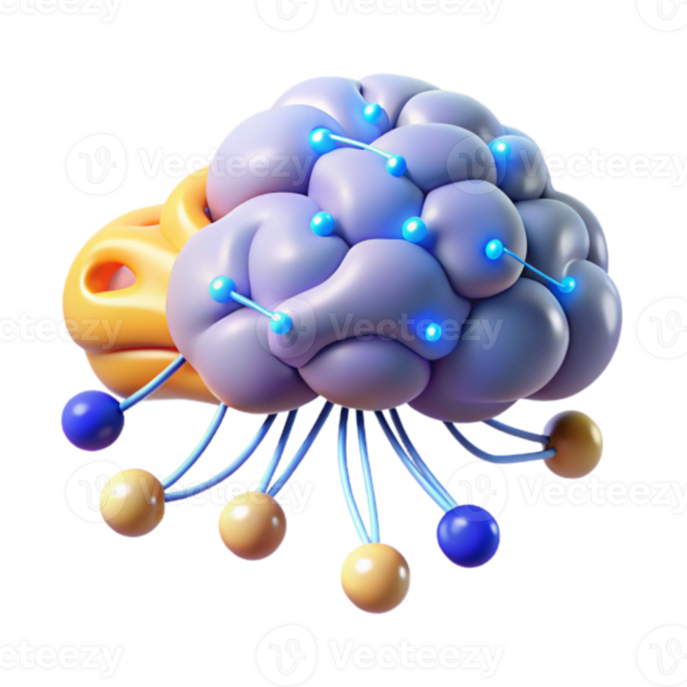 3D Illustration of a Brain Network Abstract png