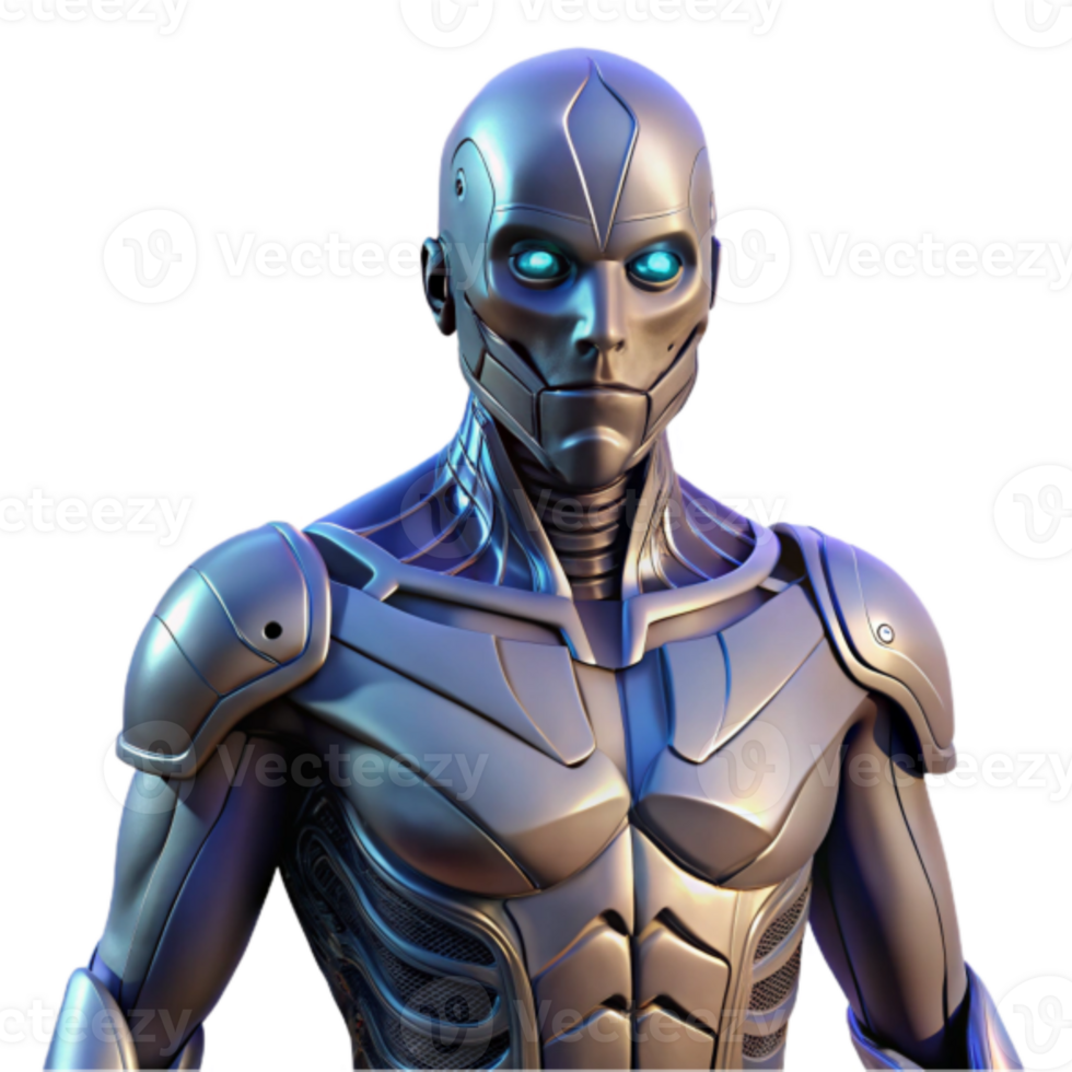 Futuristic Robot Illustration High-Detail 3D Render Metallic Android Cyborg png