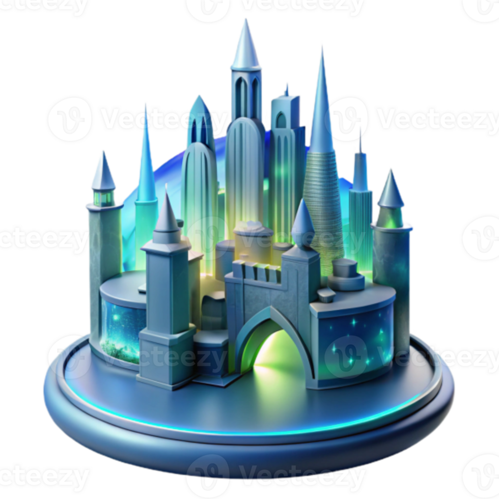 Enchanted Cityscape 3D Render Fantasy Architecture Illustration png