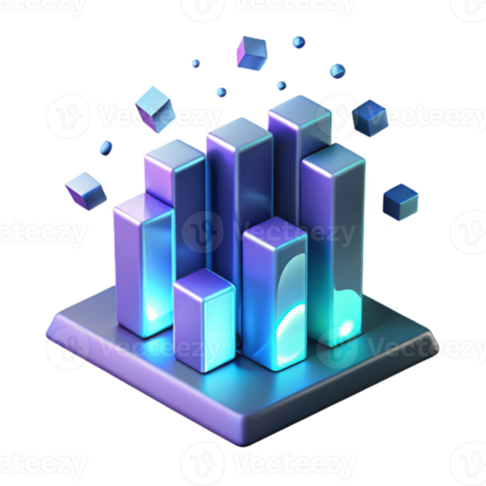 3D Abstract Background of Glowing Cubes and Bars png