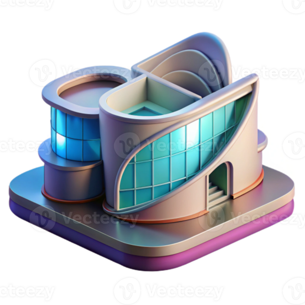 Futuristic 3D House Illustration Modern Architecture Design png