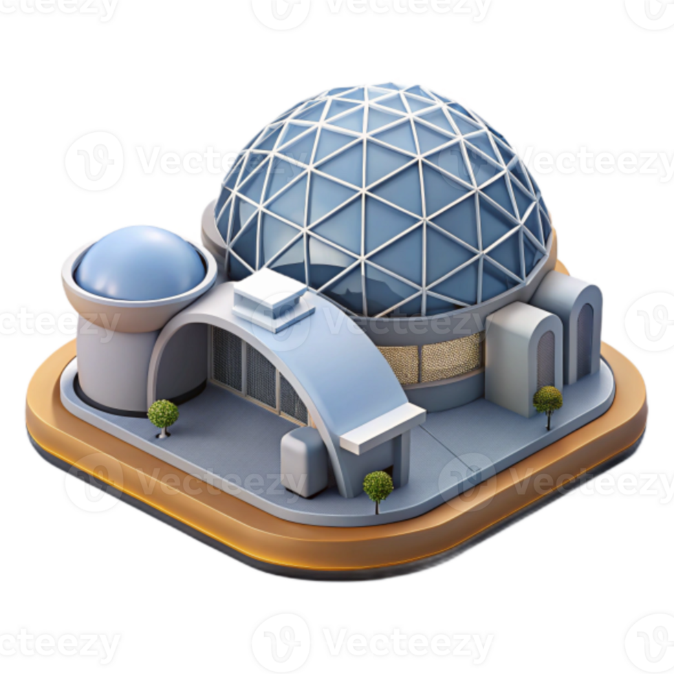 3D Isometric Illustration of Modern Futuristic Dome Building png