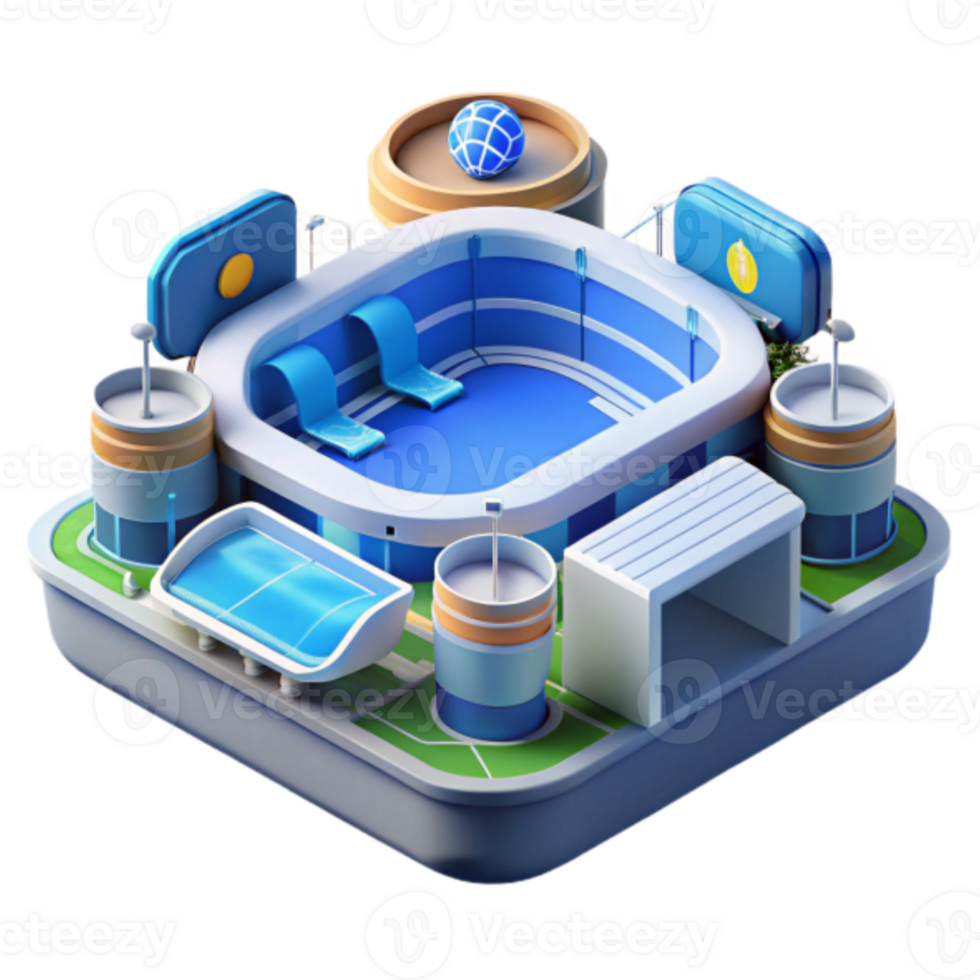 Isometric 3D Illustration of a Modern Sports Complex png