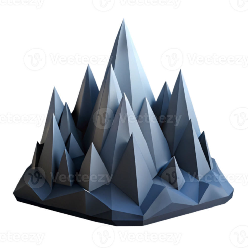 Abstract 3D Render of a Crystalline Mountain Range png