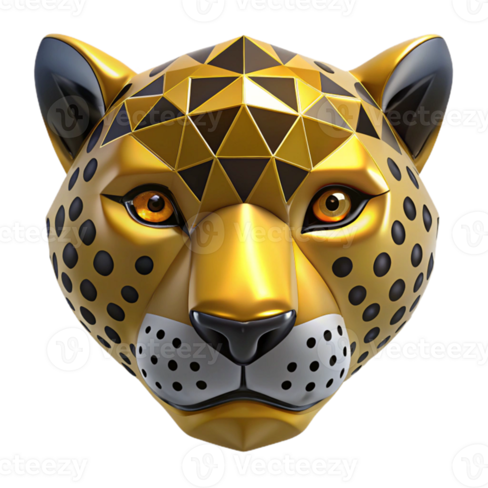 Golden Cheetah 3D Illustration Geometric Design png