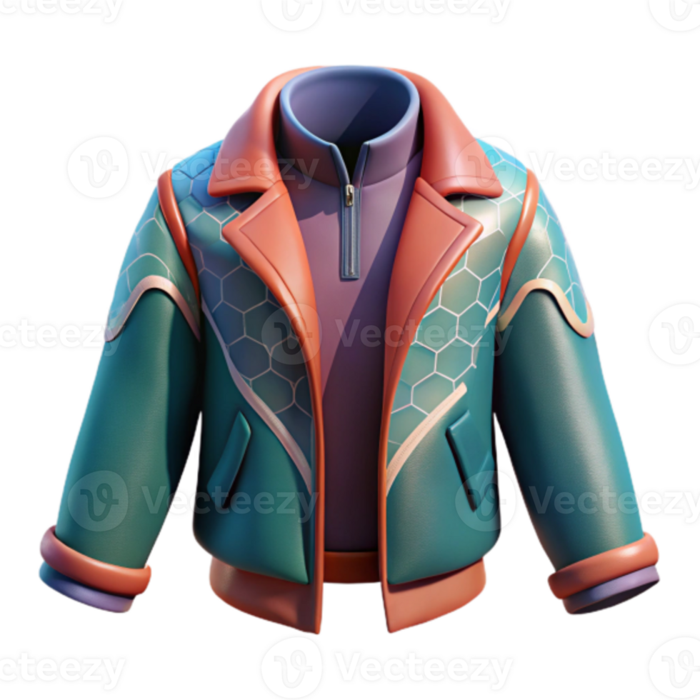 Teal and Orange 3D Render of a Stylish Jacket png