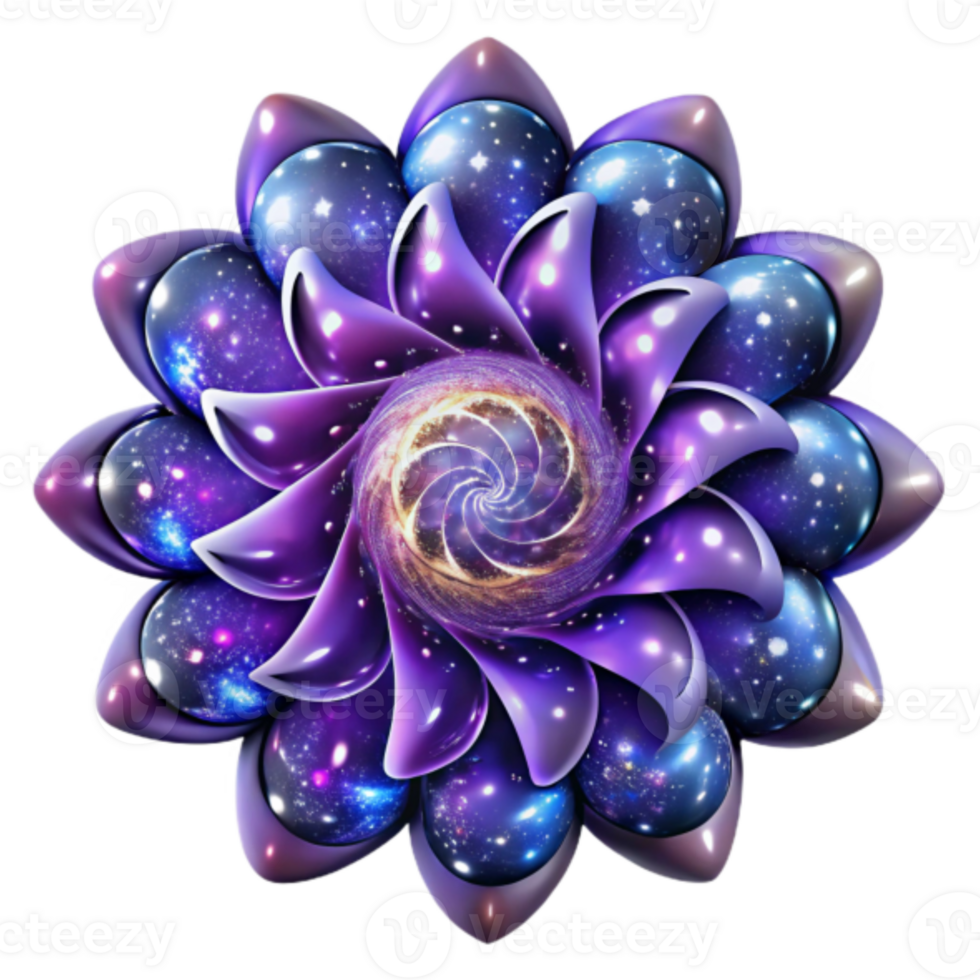 Cosmic Bloom 3D Fractal Art A Swirling Galaxy Flower Illustration png