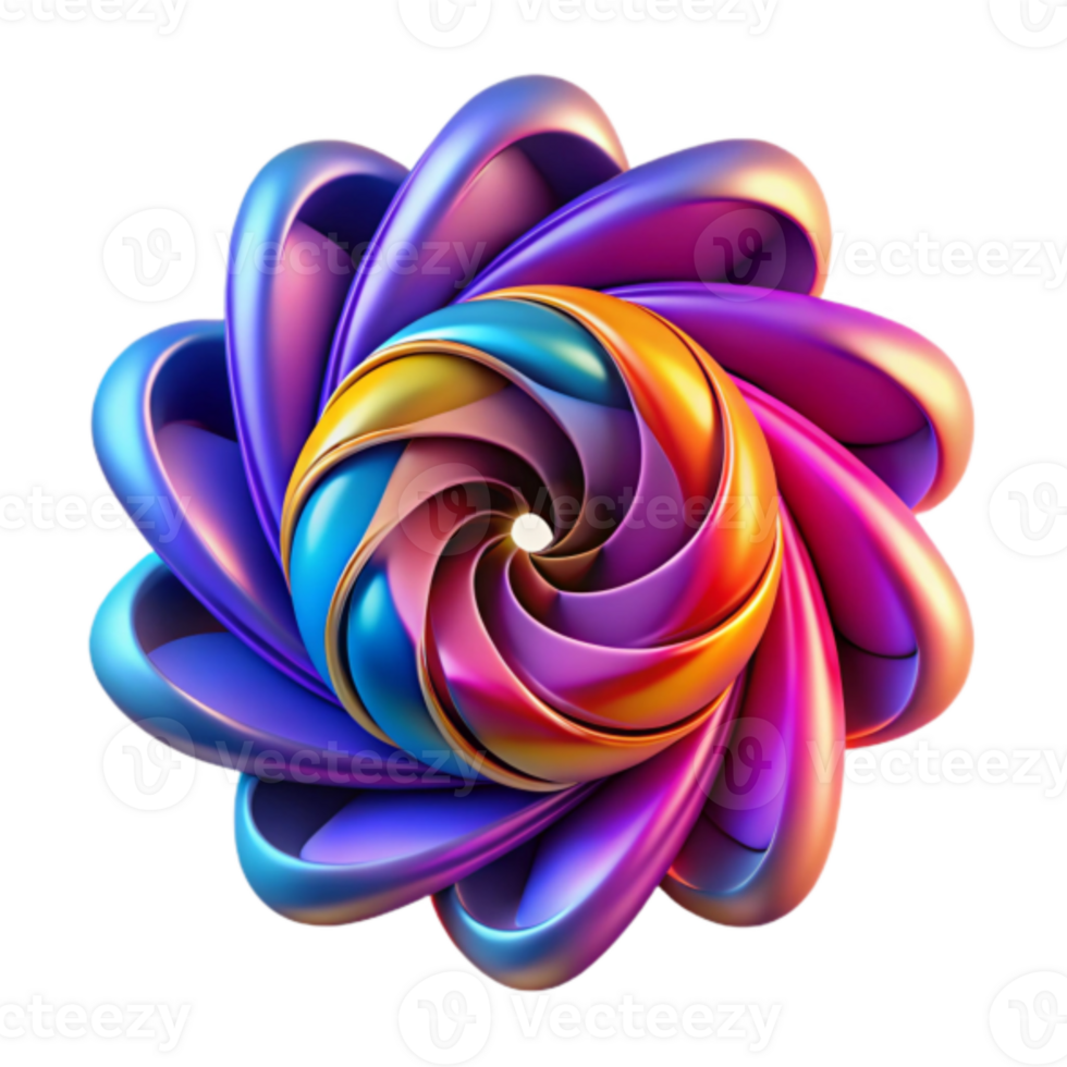 Vibrant Swirling 3D Abstract Flower Illustration png