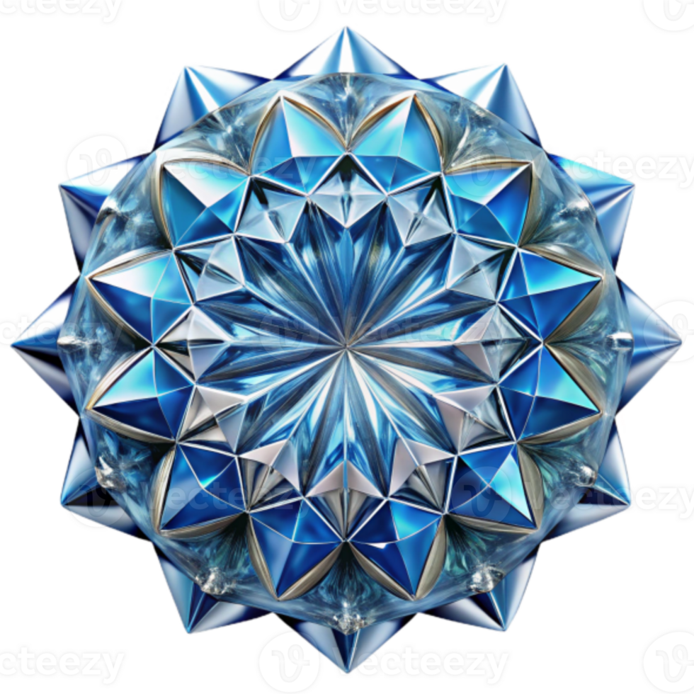 Blue Gemstone 3D Render Abstract Background Sparkling Facets and Geometric Design png