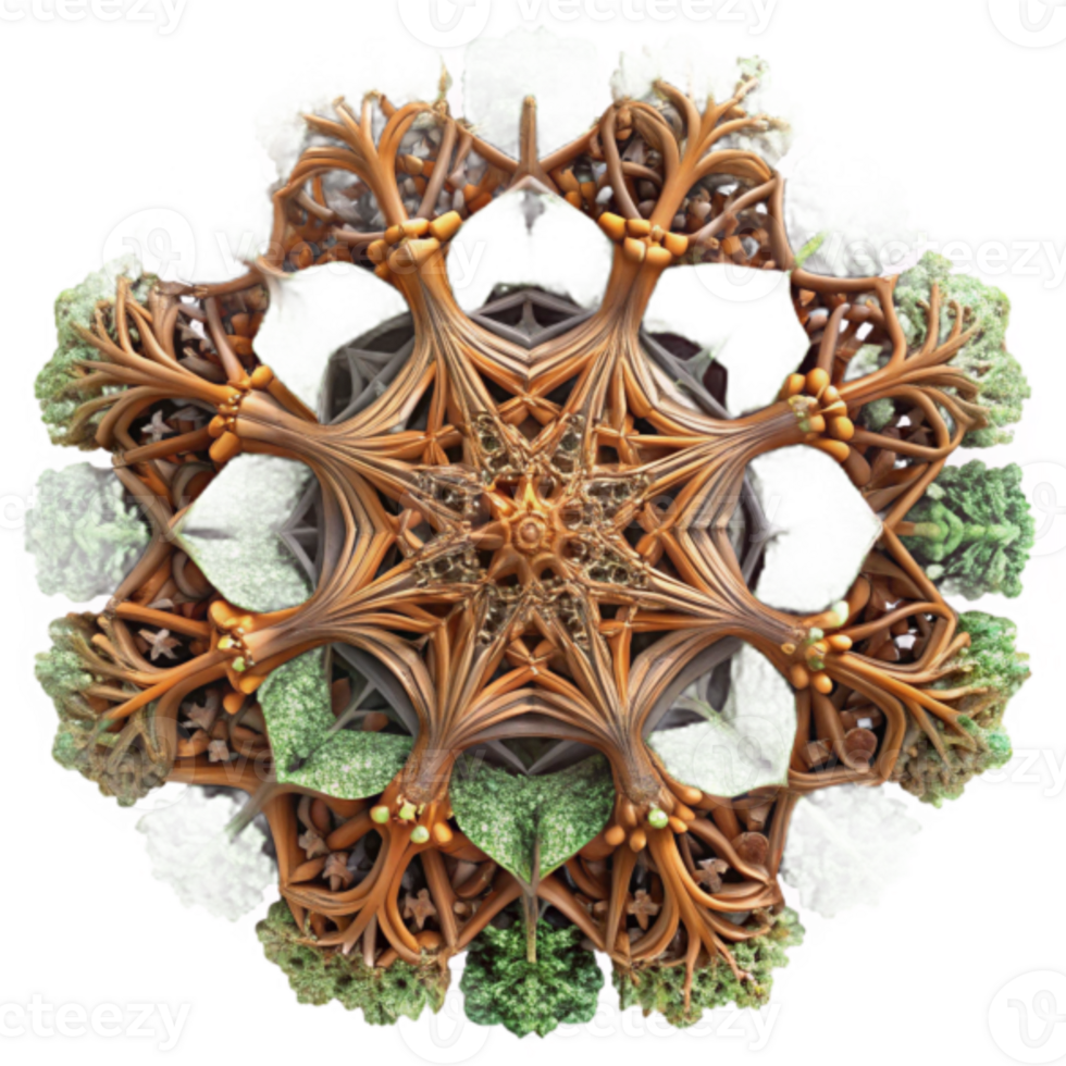 Intricate 3D Fractal Mandala Botanical Tree of Life Illustration png