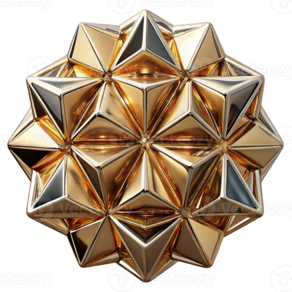 Golden Geometric 3D Abstract Background Render, Triangular Shiny Luxurious Texture png