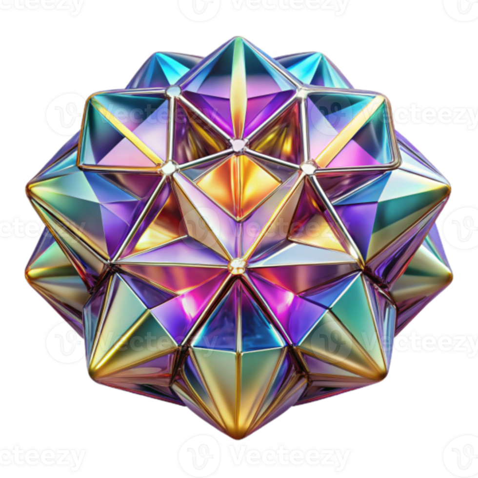 Iridescent Geometric 3D Render Abstract Background Image png