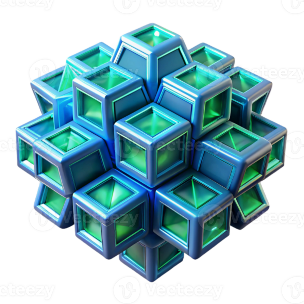 3D Render of Interlocking Cubes Abstract Background Image png