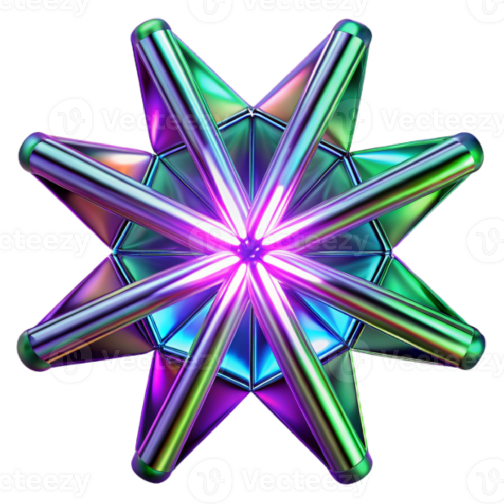 Iridescent 3D Starburst Geometric Abstract Background png