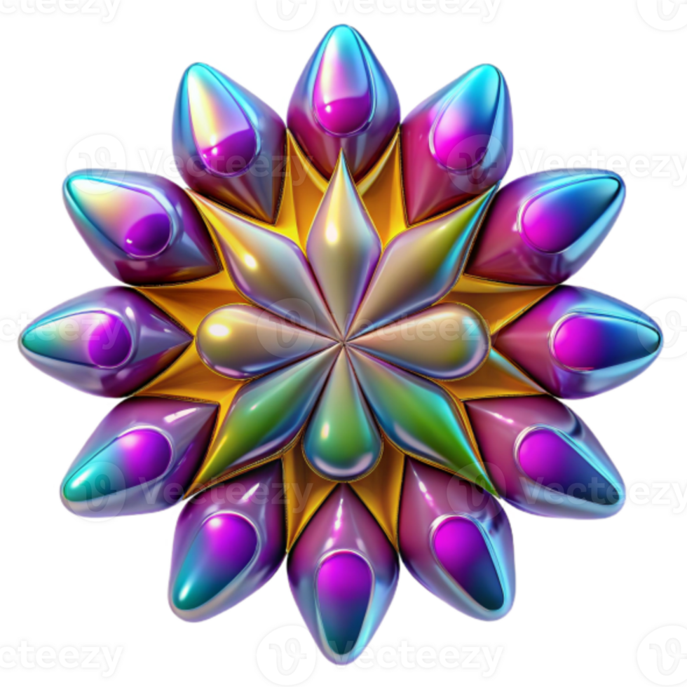 Iridescent 3D Flower Mandala Graphic Design Element png