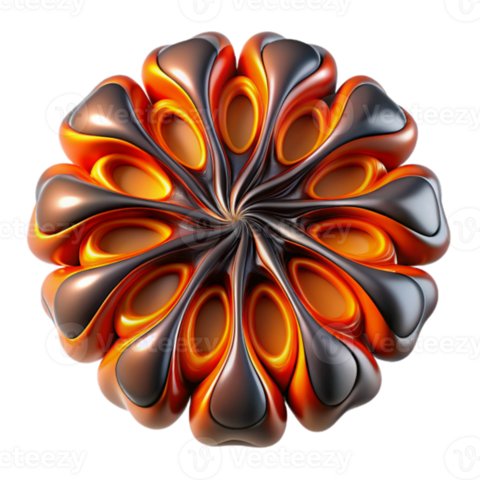 Abstract 3D Render Orange and Gray Flower Design png