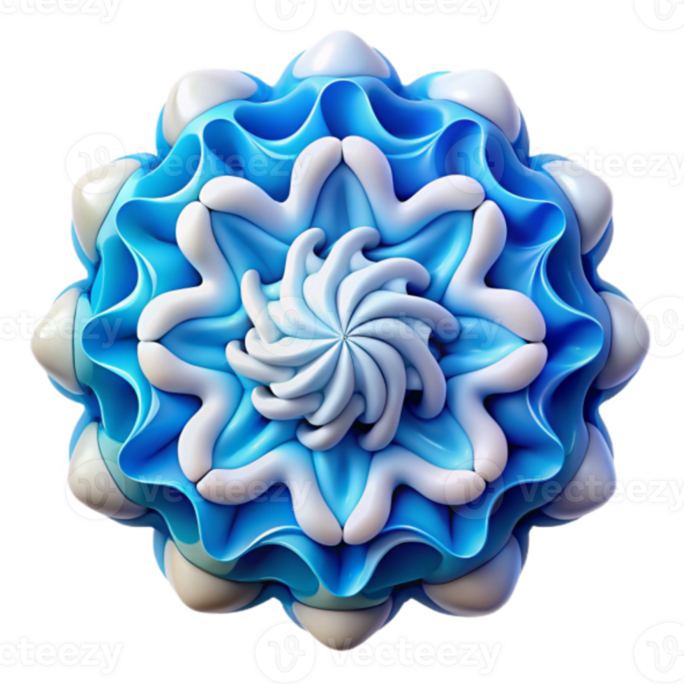 Abstract 3D Render Blue and White Floral Mandala Design png