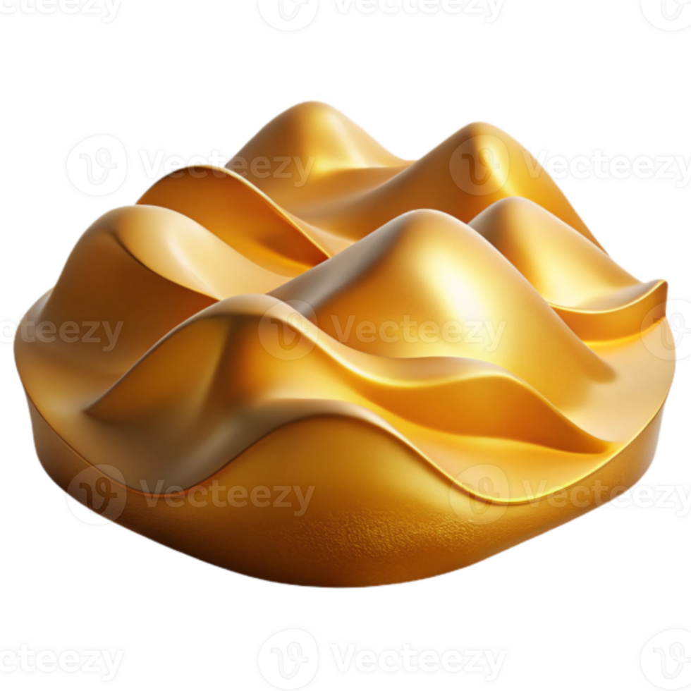 Golden Abstract 3D Render of Wavy Hills, Luxury Texture Background png